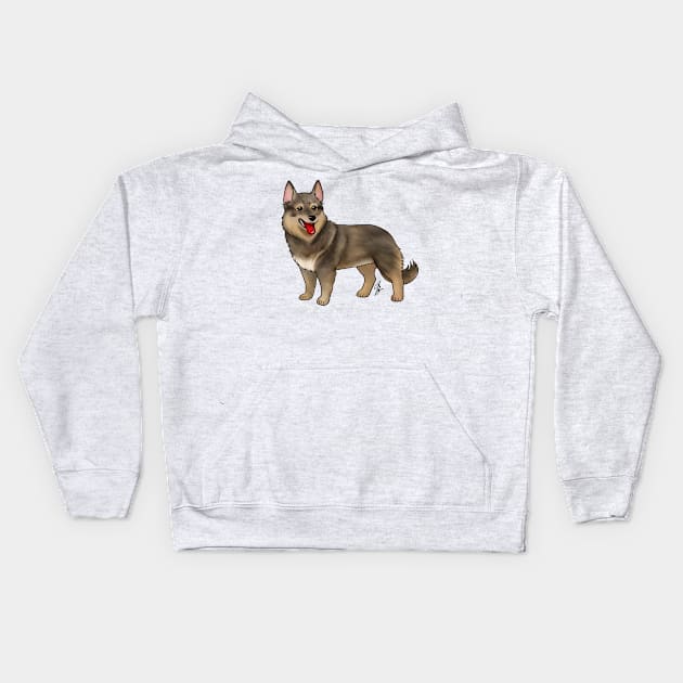 Dog - Swedish Valhund - Red Tailed Kids Hoodie by Jen's Dogs Custom Gifts and Designs